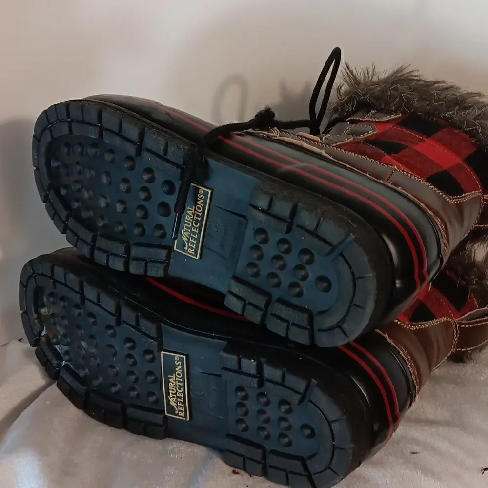 Natural Reflections Plaid Faux Fur Women's Winter Boots